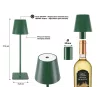 Beper P201UTP115 lampada da tavolo LED ricaricabile, 1,5 W, interruttore touch, dimmerabile, adattatore per bottiglia da 33 mm, resistente all'acqua, verde