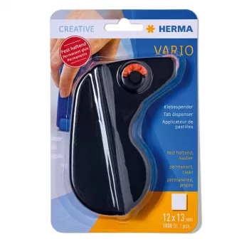 Dispenser per rotoli adesivi HERMA Vario permanente nero 1000 adesivi di carta