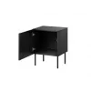 Comodino Cama Meble SIENA set da 2, 44,5×40×59 cm, nero opaco, MDF e truciolare