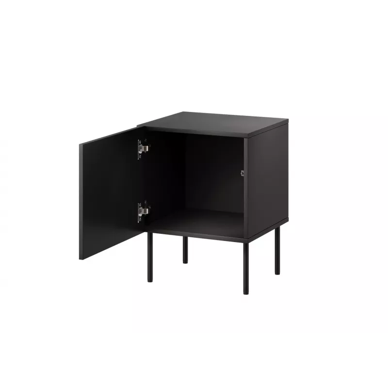 Comodino Cama Meble SIENA set da 2, 44,5×40×59 cm, nero opaco, MDF e truciolare