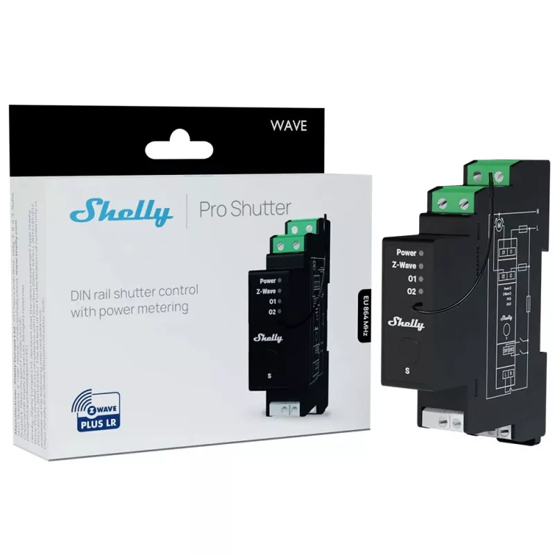 Controller intelligente per guida DIN Z-Wave SHELLY Wave Pro Shutter LR
