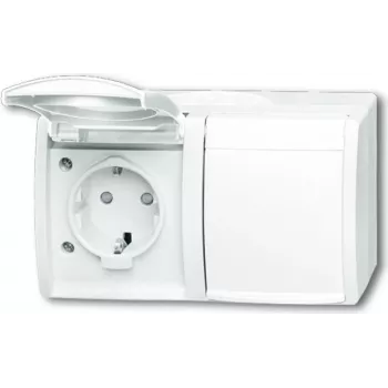 BUSCH JAEGER 2084-0-0723 - CEE 7/3 - 2P+E - bianco - IP44 - 250 V - 16 A
