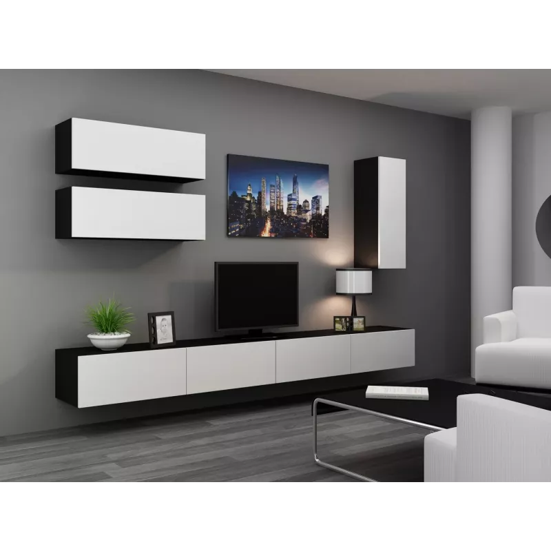 Armadietto Cama VIGO 90 chiuso 90/35/32 nero/bianco lucido
