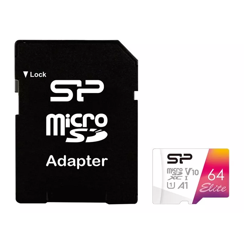 Silicon Power Elite microSDXC 64GB UHS-I Class 10 V10 Scheda di memoria con adattatore (SP064GBSTXBV1V20SP)