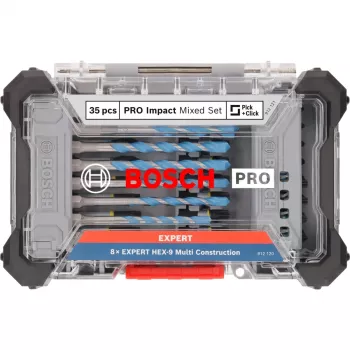 Set punte e bit per percussione Bosch PRO 35 pezzi 2608522518 — punte e bit assortiti per metallo, legno, muratura