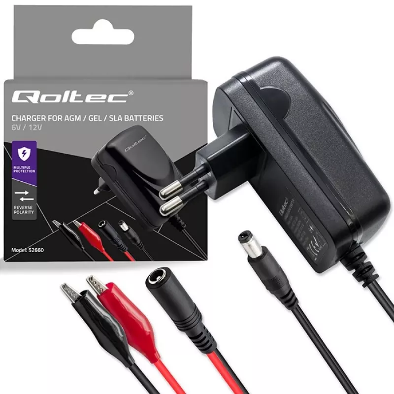 Caricabatterie QOLTEC modello 52660 — 6V/12V, caricabatterie 6W