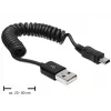 DeLOCK 83164 Cavo spiralato USB 2.0, da USB-A a Mini-USB B, 0,6 m, nero