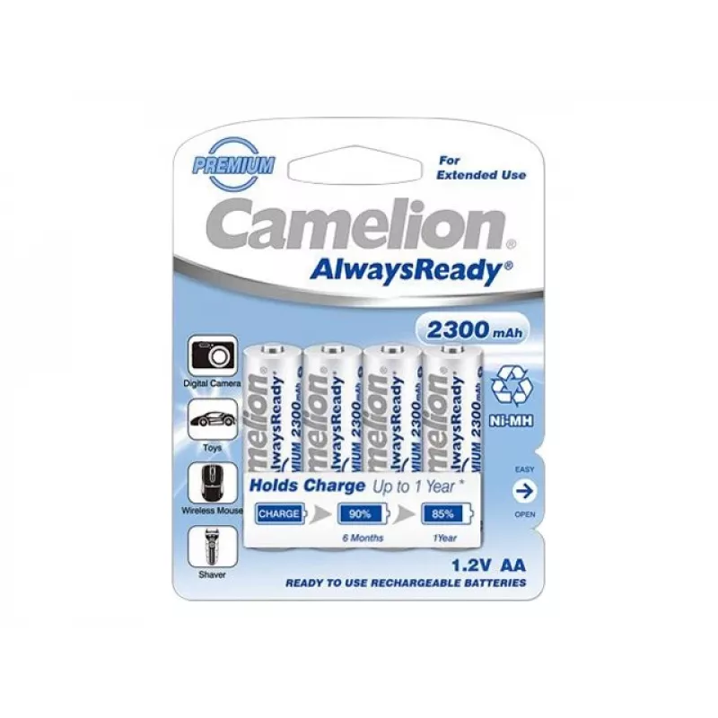 Camelion | AA/HR6 | 2300 mAh | batterie ricaricabili AlwaysReady Ni-MH | 4 pezzi