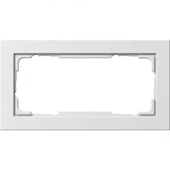 Gira 100229 E2 cornice di copertura a 2 posti senza barra centrale, bianco puro