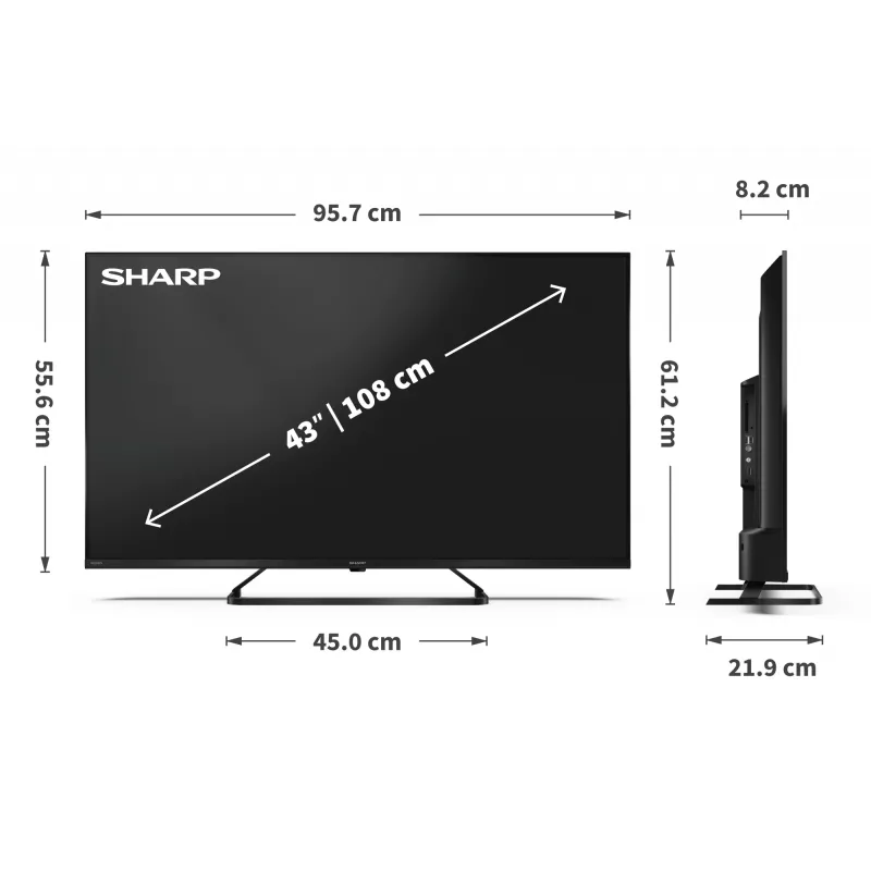 Sharp 43HP6265E TV Google UHD nero
