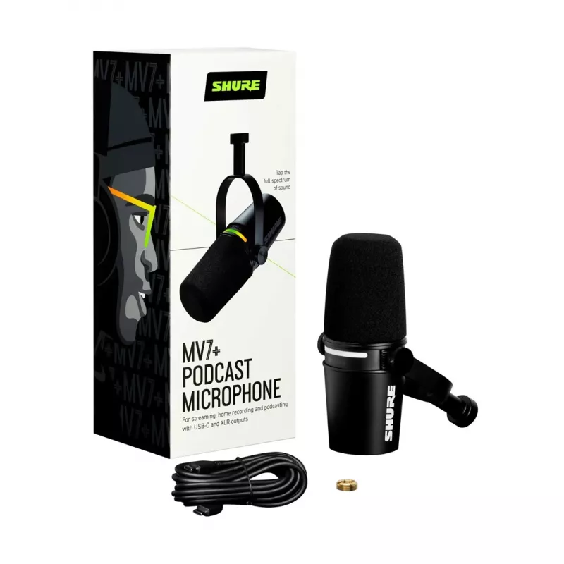 Shure MV7+-K - Microfono per parlato e canto con connessione XLR/USB-C, nero