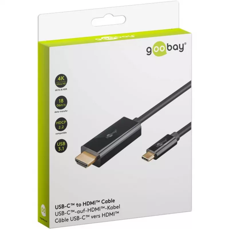Cavo Goobay USB-C a HDMI 4K a 60 Hz 1 m nero - connettore maschio> HDMI (75696)