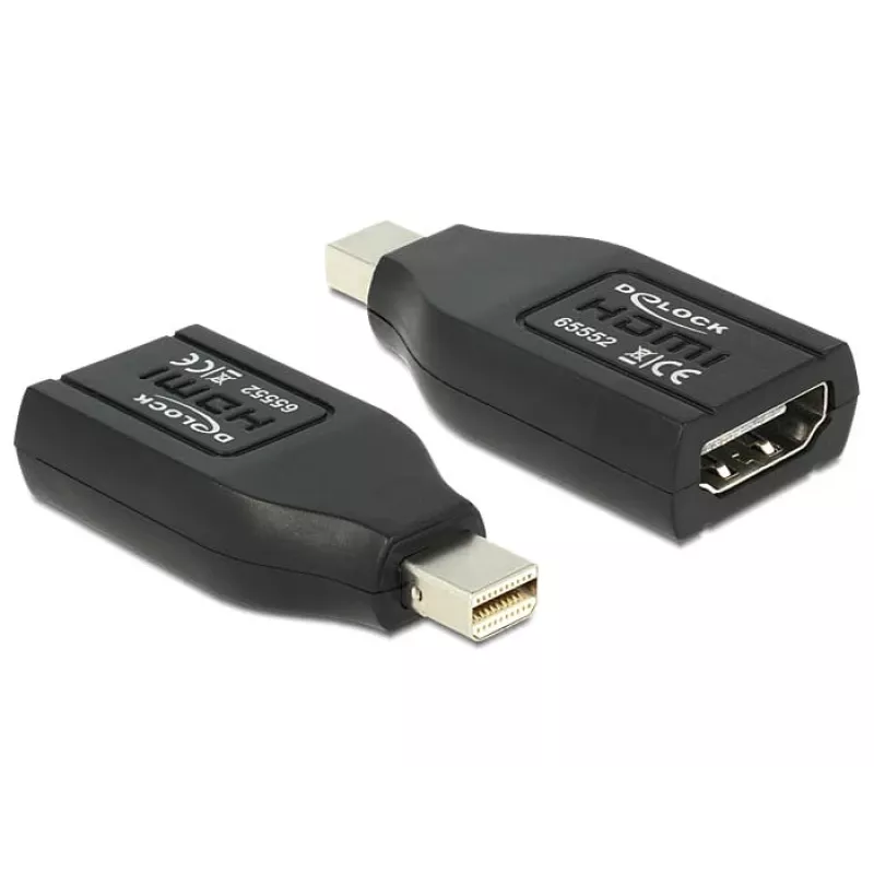 DeLOCK – Adattatore video/audio – HDMI – HDMI, 19 poli (F) – Mini DisplayPort (M) – (DisplayPort 1.1) – nero (65552)