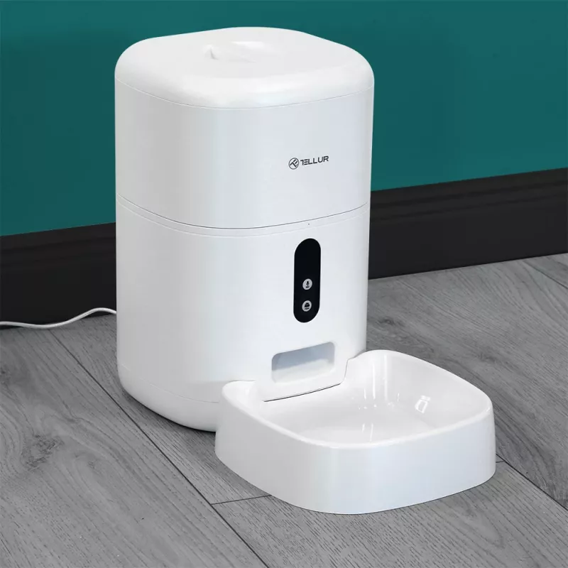 Distributore automatico di cibo Tellur TLL331461 con telecamera UltraHD, 4 l, bianco