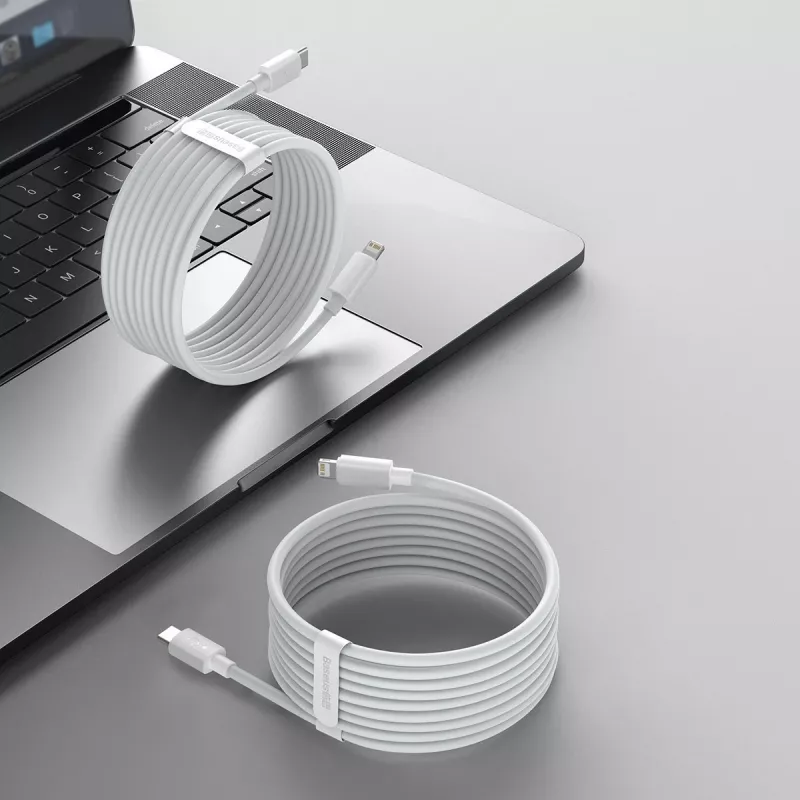 Kit cavi dati Baseus Simple Wisdom USB-C a Lightning PD 20W (2 pezzi/confezione) 1,5m bianco