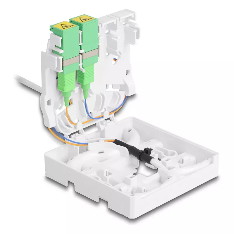 DELOCK Scatola di connessione in fibra ottica 2 x SC/APC simplex con set cavo drop G.657.A1 da 30 m