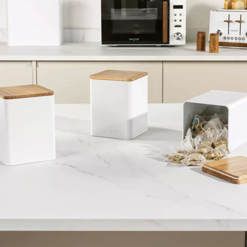 Set contenitori per alimenti Salter BW12898WEU7 bianco, 3 pezzi, contenitori ermetici in varie dimensioni