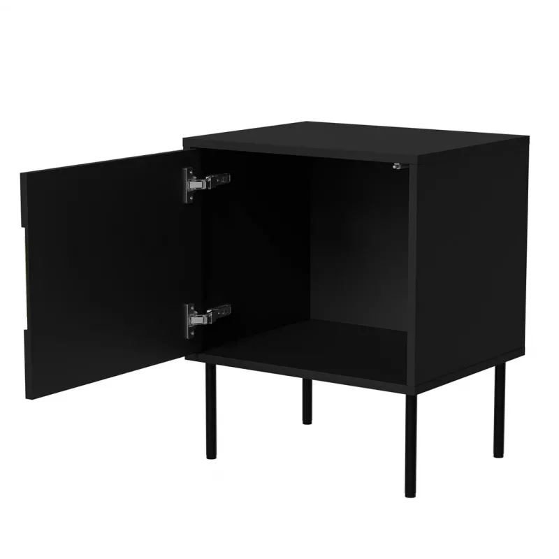 Comodino Cama INSERTO, 2 pz., 50x40x61.5 cm, nero + LED