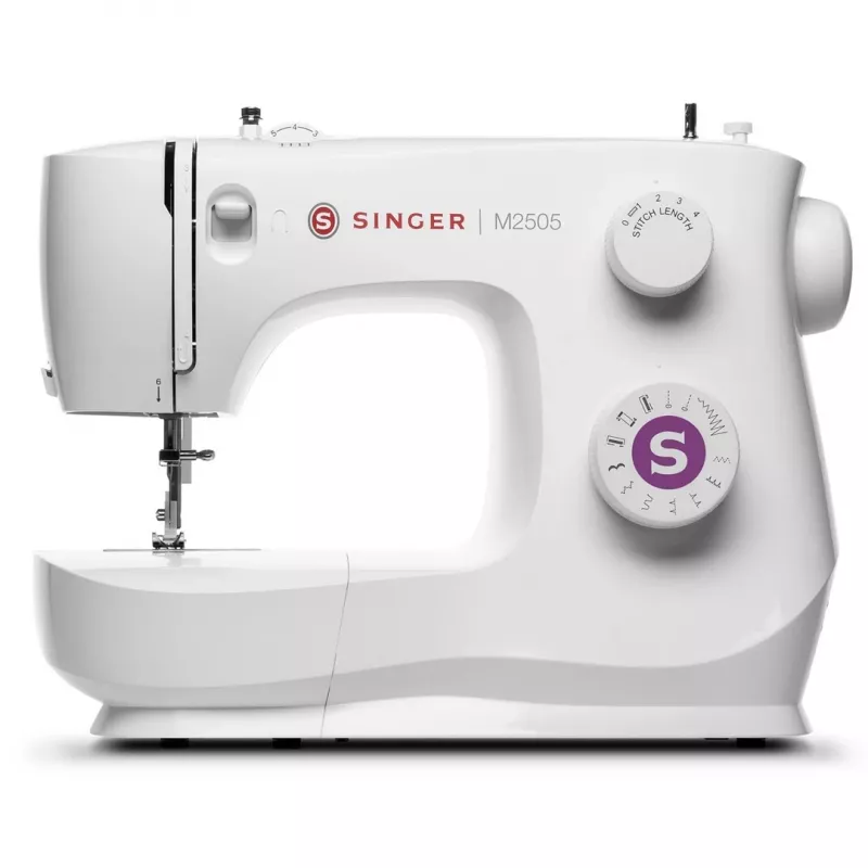 Macchina da cucire meccanica SINGER M2505 – 10 punti, asola automatica, braccio libero, bianca