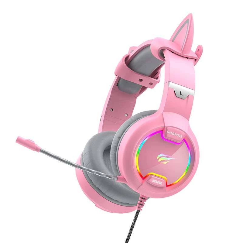 Cuffia gaming HAVIT Gamenote H2233D RGB — over-ear, con filo, rosa