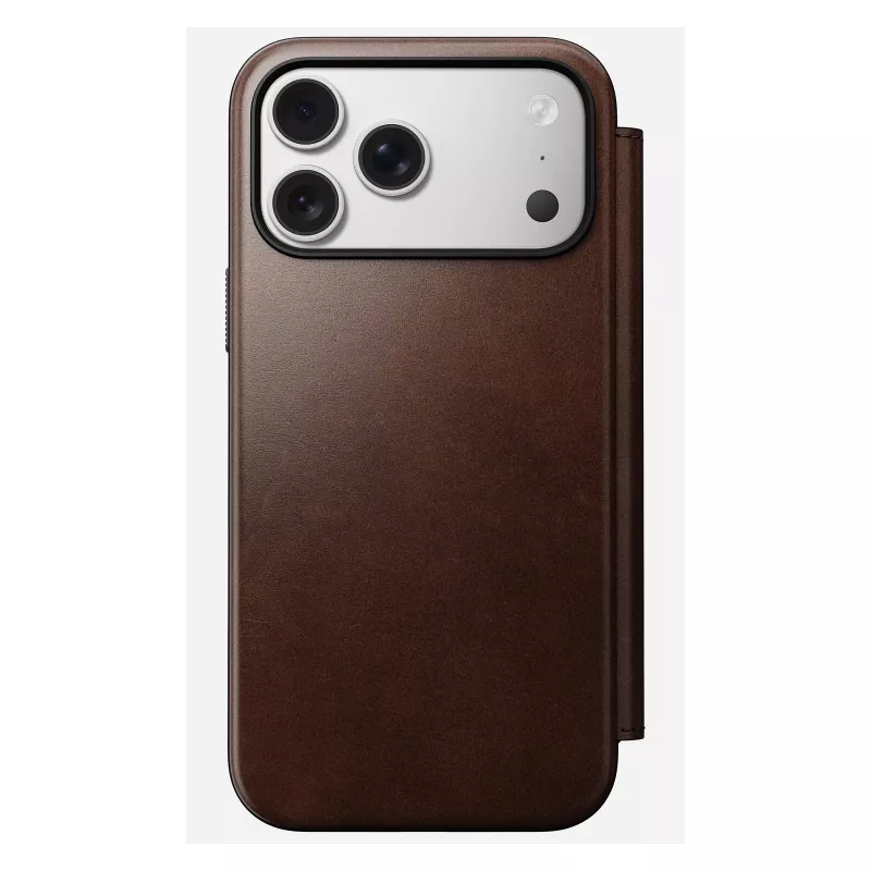 Custodia per cellulare Nomad Modern Leather Folio Cover per iPhone 17 Pro Max — marrone, pelle, schermo da 6,3