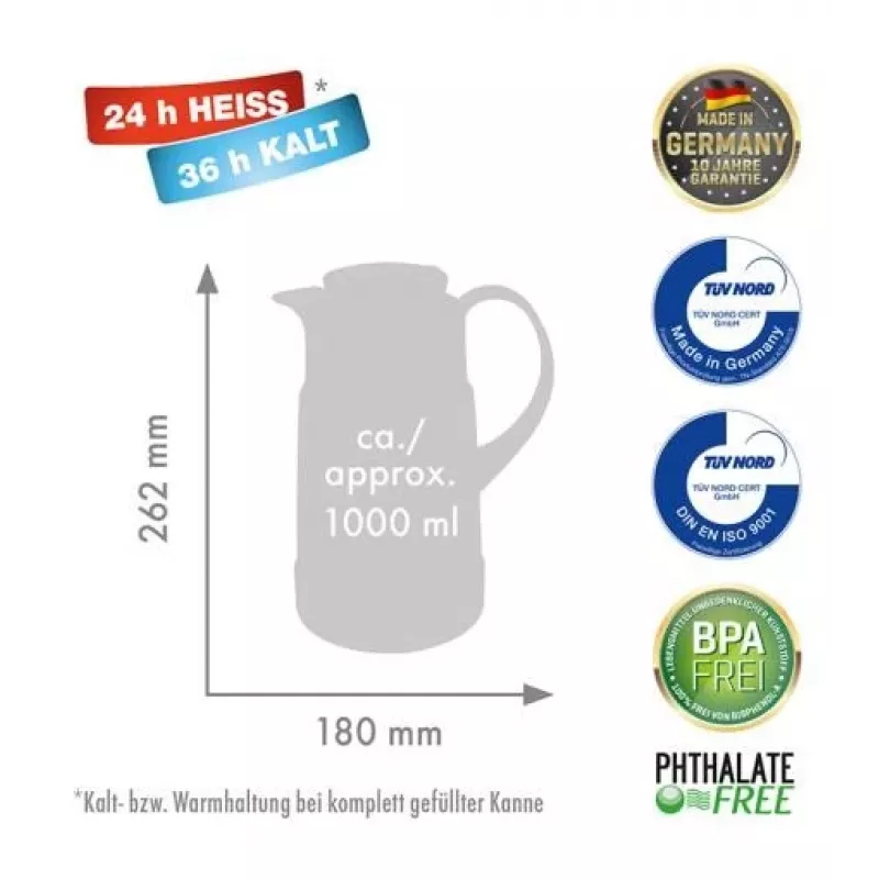 Termos ROTPUNKT, 1,0 l, ristretto (nero)