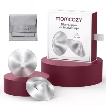 Momcozy 999 paracapezzoli argento per allattamento 55MM 2 pezzi L