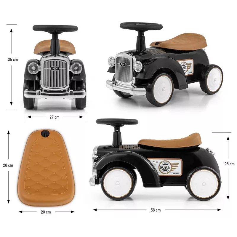 Veicolo a spinta milly mally Royce nero – passeggino per bambini, design compatto, modello 5923