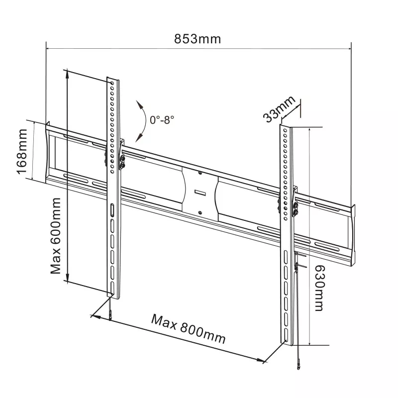 Akyga AK-MB-09 supporto TV da parete fisso, 37-85 pollici, 60 kg, VESA 800x600, nero