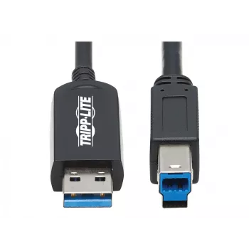 Cavo attivo in fibra ottica (AOC) Plenum-certificato Eaton Tripp Lite serie USB 3.2 Gen 1 - A/B M/M, nero, 20 m - Cavo USB - USB Type-A (M) a USB Type-B (M) - USB 3.2 Gen 1 - 20,0 m - P