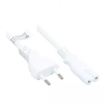 Cavo di alimentazione Euro connettore Euro tipo C (dritto) a connettore femmina C7/Euro 8 (dritto), bianco, 0,75 mm², 2,5 m, Good Connections® (P0370-W025)