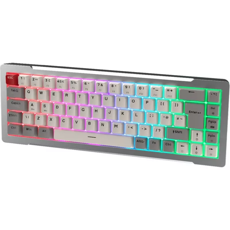Raijintek MGA-68 tastiera gaming, switch Hejin Magnetic Yellow, layout DE, argento
