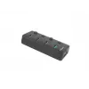 Natec Mantis 2 NHU-1557 hub USB 3.0 a 4 porte, ingresso USB Type-B, interruttori on/off, alimentatore, nero