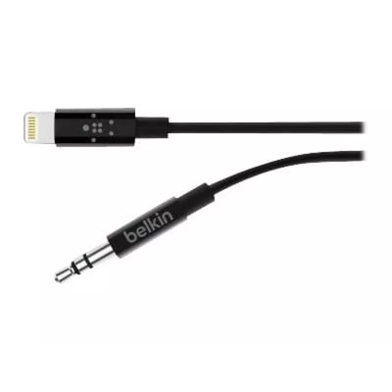 Cavo Belkin Lightning a jack cuffie - Lightning maschio a mini jack stereo maschio - 91,4 cm - nero - per Apple iPhone (Lig