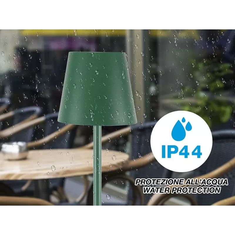 Beper P201UTP115 lampada da tavolo LED ricaricabile, 1,5 W, interruttore touch, dimmerabile, adattatore per bottiglia da 33 mm, resistente all'acqua, verde