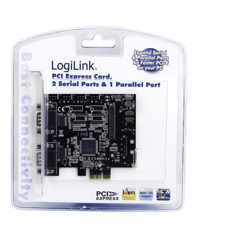 Scheda interfaccia PCIe interna LOGILINK PC0033 con porte seriali e parallele, chipset NetMOS