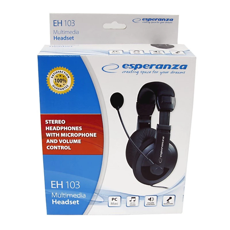 Cuffie stereo con microfono e controllo volume EH103