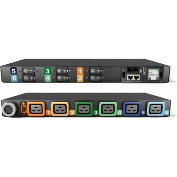 Vertiv Geist Rack PDU, monitorato (livello unità), EC, 1U, ingresso IEC 60309 230/400V 3x32A, uscite bloccabili (6) C19 (VP4G31A0)