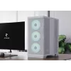 APNX case per PC Midi Tower C1-R-WT-v1 — bianco, supporta ATX/Micro-ATX/Mini-ITX, 3 ventole frontali da 120 mm preinstallate, 3 vani da 3,5