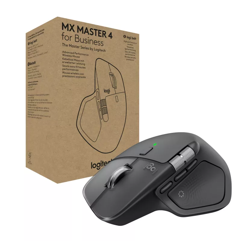 Logitech MX Master 4 for Business mouse – wireless + Bluetooth, 8000 DPI, grafite | Logitech