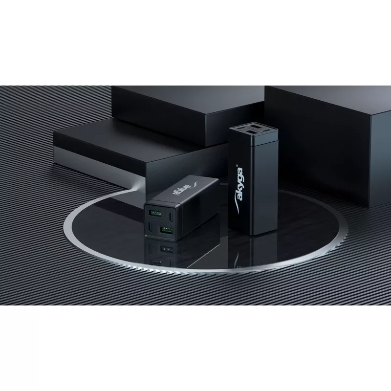 Caricabatterie USB Akyga Charge Brick AK-CH-17 65 W, 2 x USB-C PD + 2 x USB-A QC 4+, nero