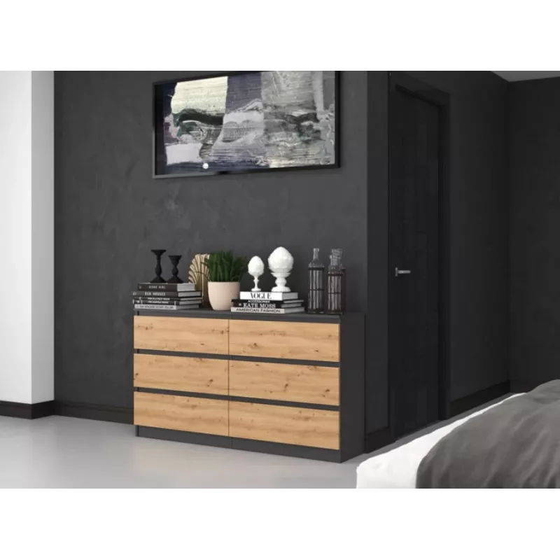 Cassettiera Top e Shop M6 140 ANT/ART, 6 cassetti, antracite rovere, 1380×750×400 mm