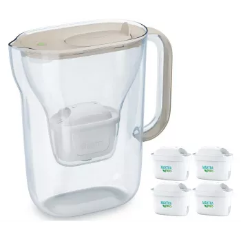 Caraffa filtrante BRITA Style Essential 2,4 L con 4 cartucce color sabbia