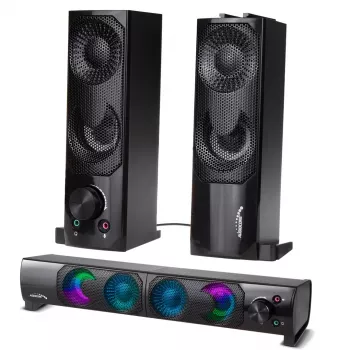 Speaker PC 2 in 1 Soundbar per computer con retroilluminazione LED RGB, stereo, gaming, USB 2 x 3W AUX 3,5 mm