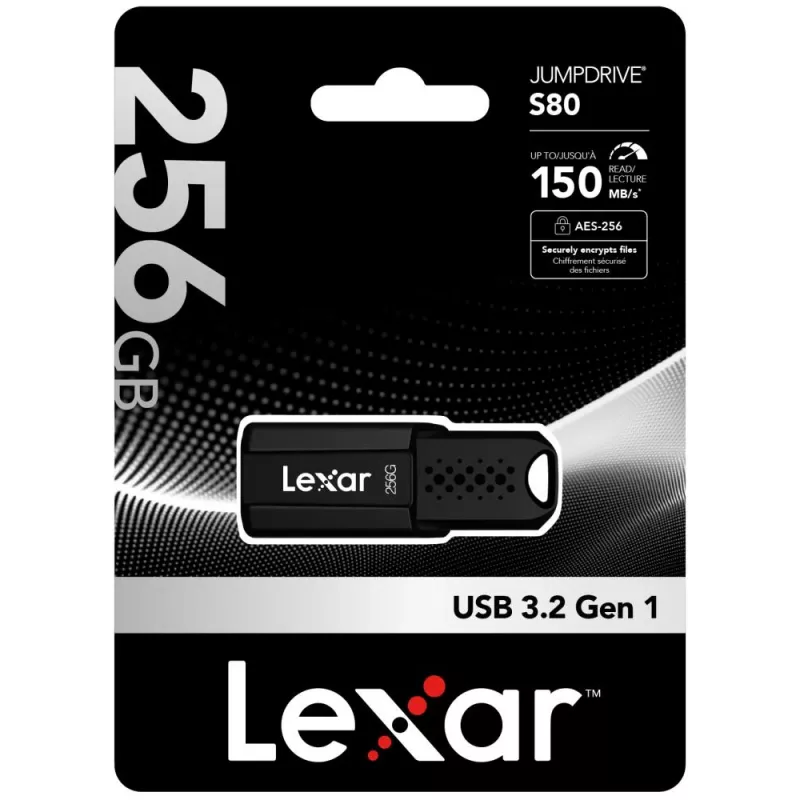 Chiavetta USB Lexar JumpDrive S80 256 GB, USB Type-A, USB 3.2 Gen 1, nero, 20 g