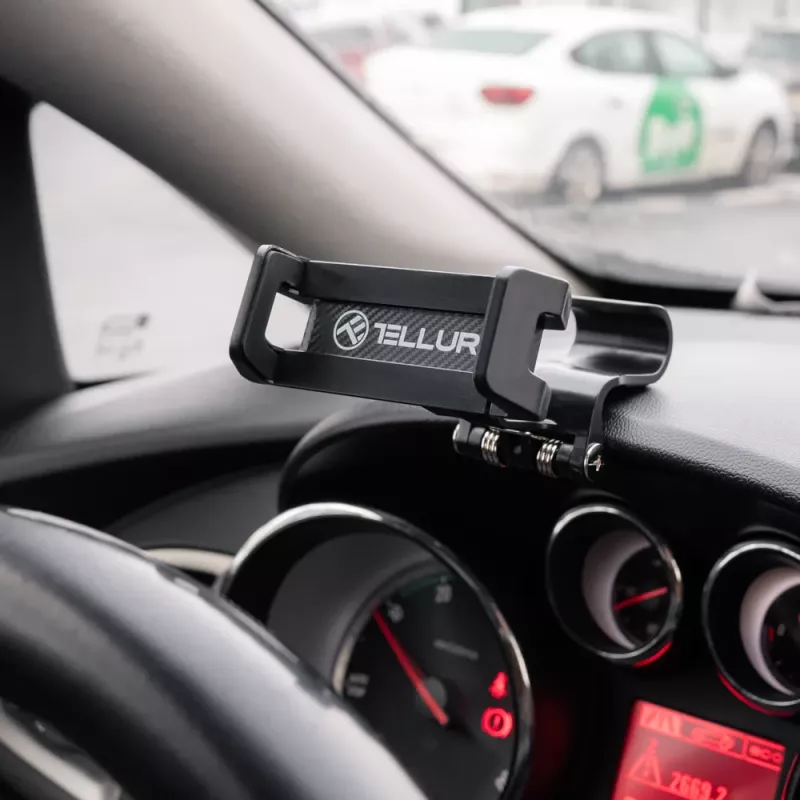 Supporto per telefono Tellur TLL171261 — supporto universale compatto regolabile in angolo per auto e scrivania, nero