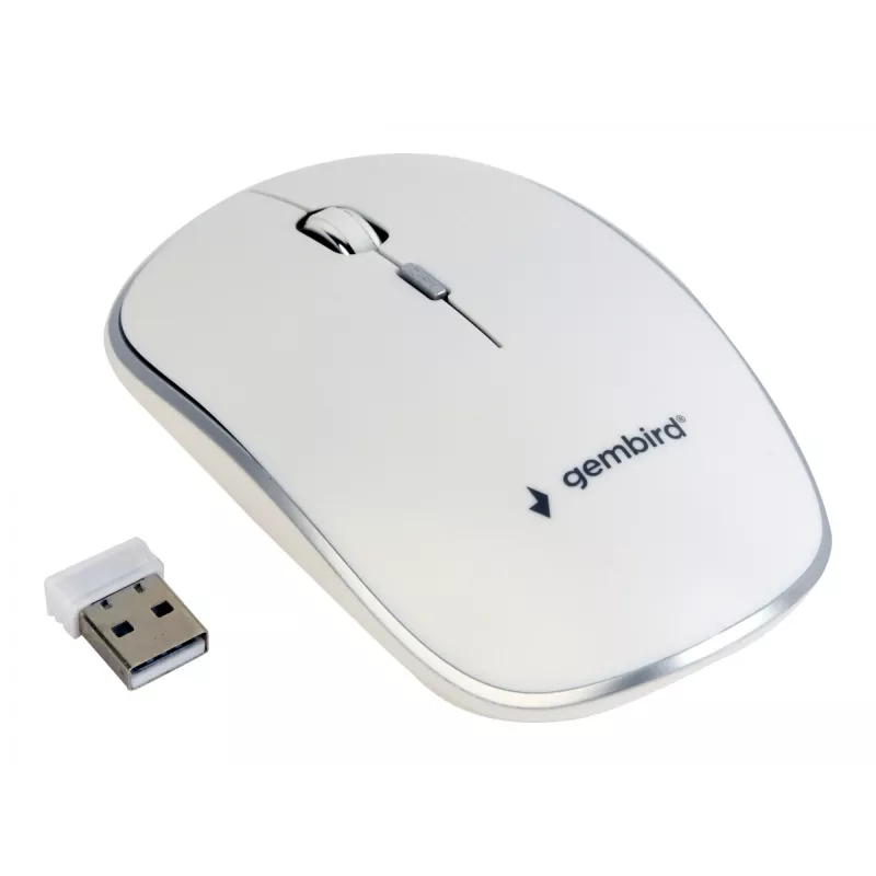 Mouse wireless GEMBIRD MUSW-4B-01-W, ambidestro, ottico 1600 DPI, 4 tasti, RF Wireless, bianco