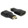 DeLOCK 65664 adattatore HDMI High Speed con Ethernet, da HDMI Micro-D maschio a HDMI-A femmina, 4K, nero