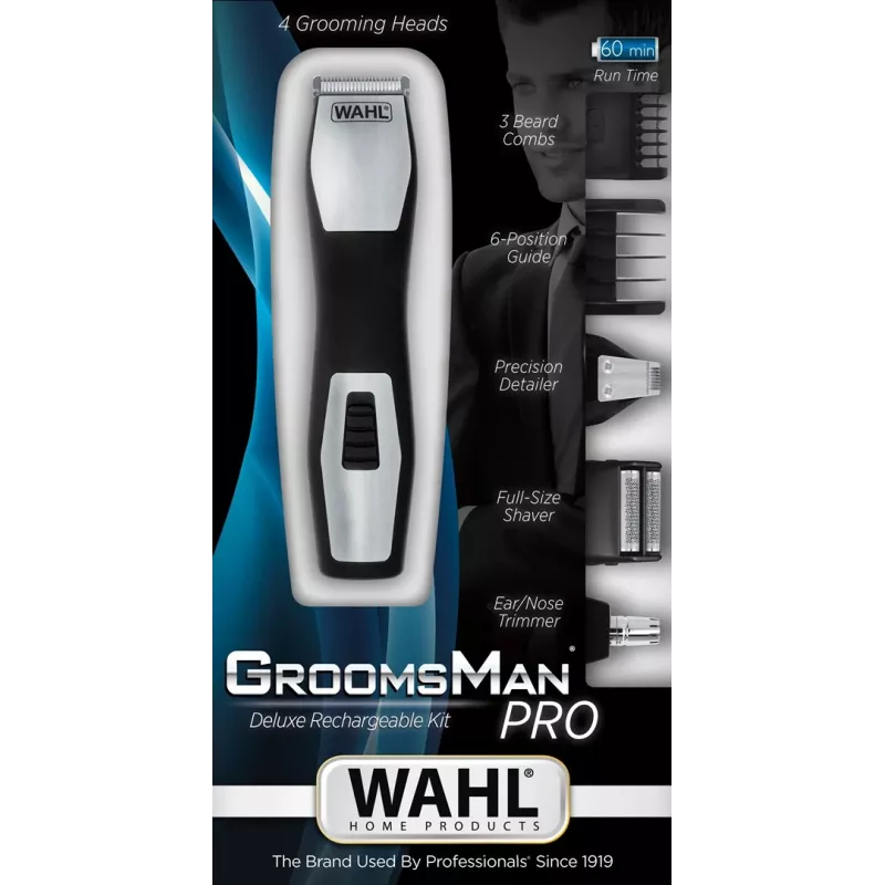 Trimmer Wahl GroomsMan Pro Battery nero acciaio inox 0,7 mm 3 cm