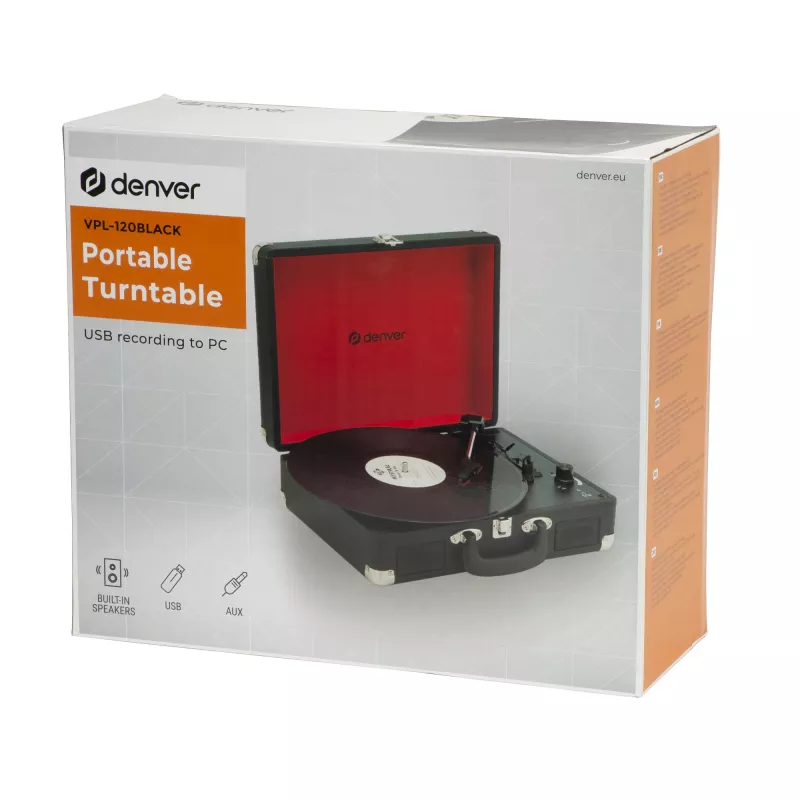 Denver VPL-120 Giradischi USB con altoparlanti integrati, nero